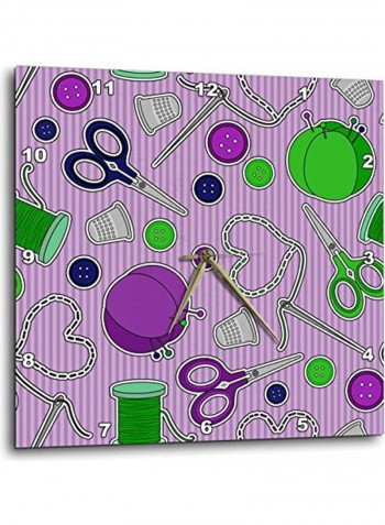 Sewing Love Print Wall Clock Multicolour 13x13inch