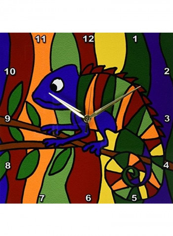 Abstract Chameleon Themed Wall Clock Multicolour