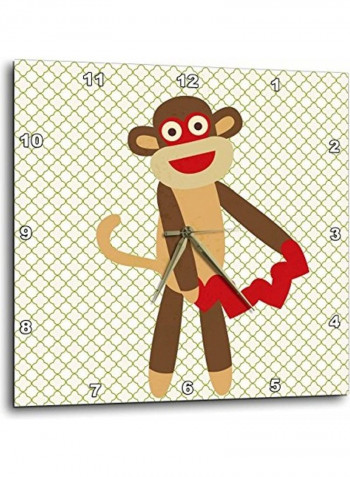 Cute Sock Monkey With Hearts Wall Clock Multicolour 13x13inch