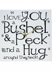 I Love You A Bushel Printed Wall Clock White/Black 13x13x0.1inch