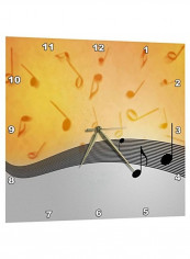 Musical Notes Printed Analog Wall Clock Multicolour 13x13x0.1inch