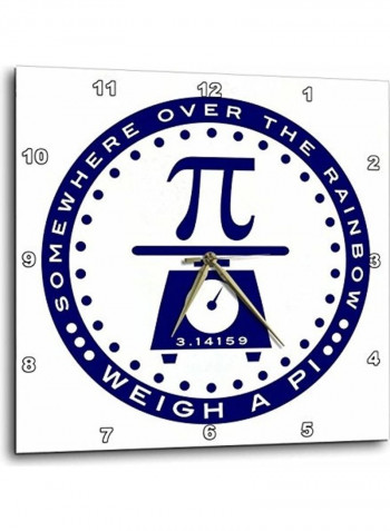 Scales-Weight A Pi Printed Analog Wall Clock White/Blue 13x13x0.1inch