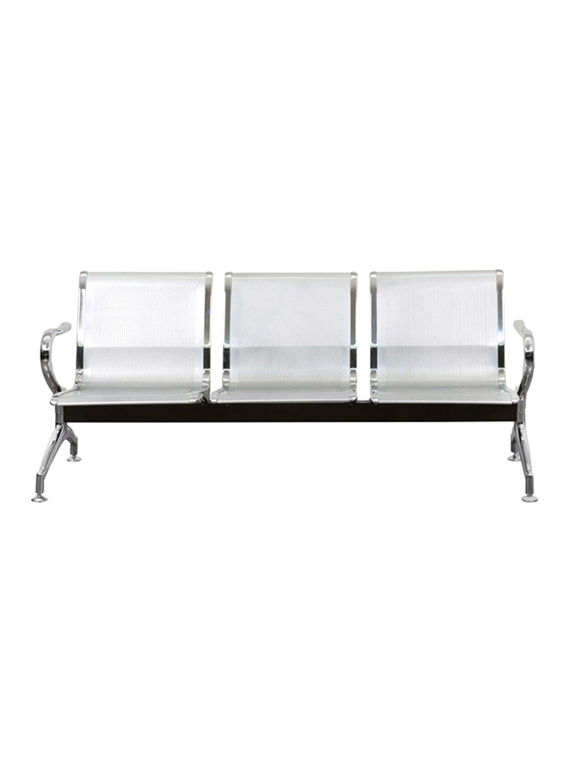 3-Seat Metallic Visitor Chair Silver 180x85x65centimeter