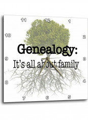 Genealogy It's All About Family Printed Analog Wall Clock White/Green/Black 13x13x0.1inch