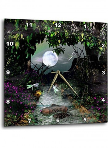 Moon Nature Scene Wall Clock Multicolour 13x13inch