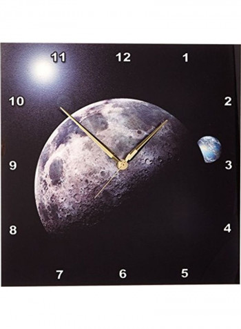 Moon Solar System Scene Printed Wall Clock Multicolour 13x13x0.1inch