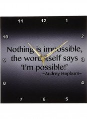 Nothing Is Impossible Quote Printed Wall Clock Multicolour 13x13x0.1inch