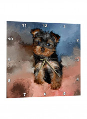Yorkie Puppy Printed Wall Clock Multicolour 13 x 13inch