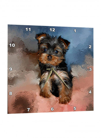 Yorkie Puppy Printed Wall Clock Multicolour 13 x 13inch