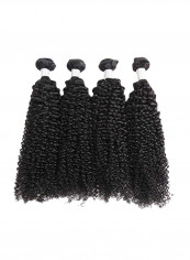 4-Piece Medium Curly Human Hair Extension Black 14inch