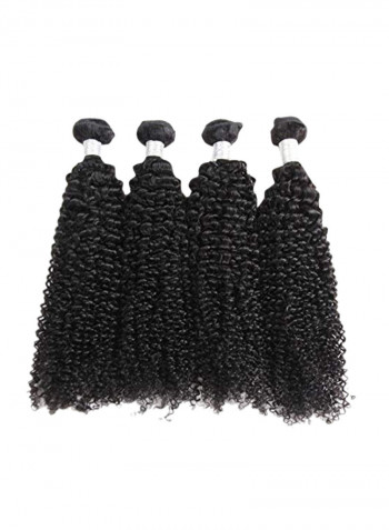4-Piece Medium Curly Human Hair Extension Black 14inch