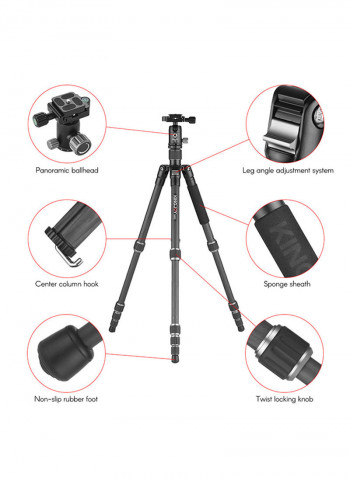 4-Section Travel DSLR Tripod Black