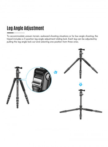 4-Section Travel DSLR Tripod Black