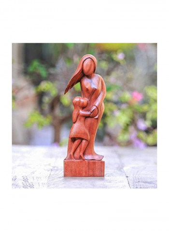 Mother And Daughter Wood Sculpture Brown 14.25x4.5x1.6inch