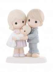 Bisque Porcelain Figurine Beige/Blue/Pink 5.5x4.25x2.75inch