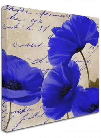 Coquelicots Bleues I Canvas Wall Art Blue/Beige 14 x 14inch