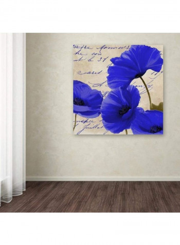 Coquelicots Bleues I Canvas Wall Art Blue/Beige 14 x 14inch