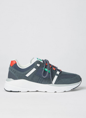 Suedette Panel Sneakers Navy/Red