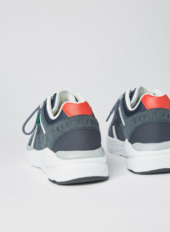 Suedette Panel Sneakers Navy/Red