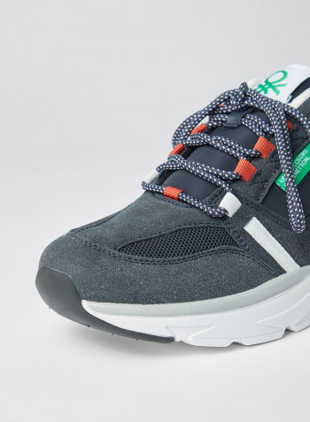 Suedette Panel Sneakers Navy/Red
