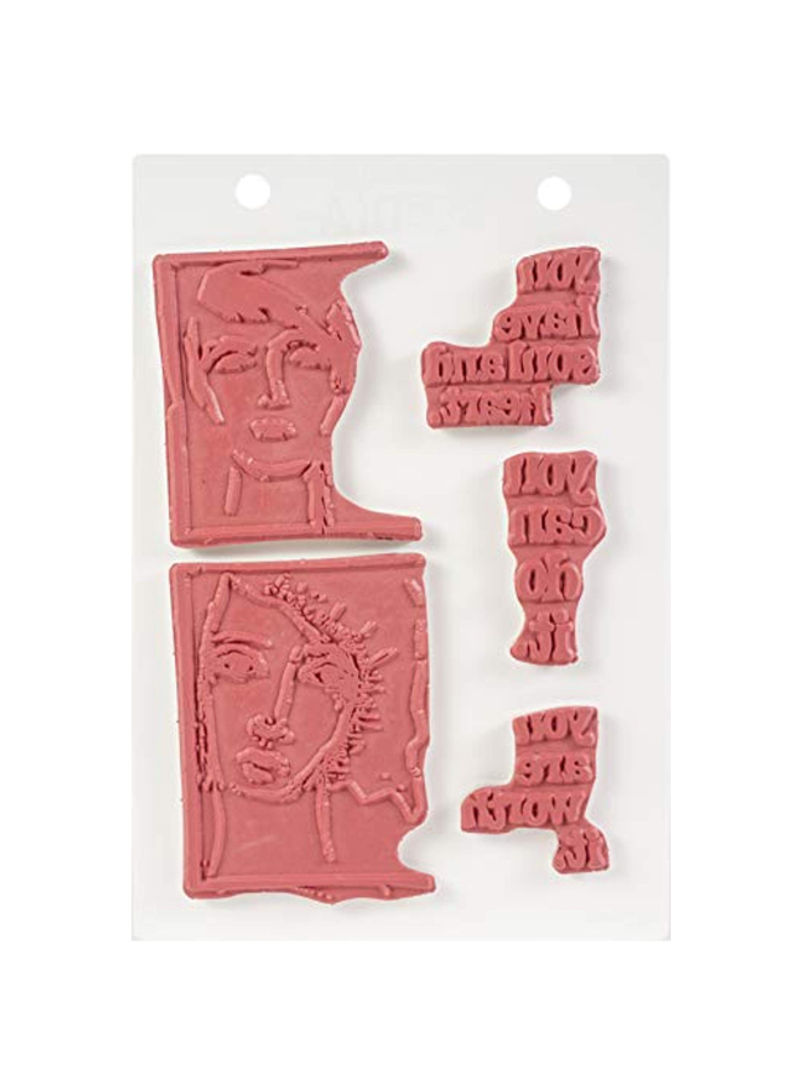 5-Piece Soul And Heart Themed Stamp Set Red