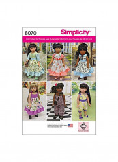 Doll Clothes Sewing Pattern Set Blue/White/Purple