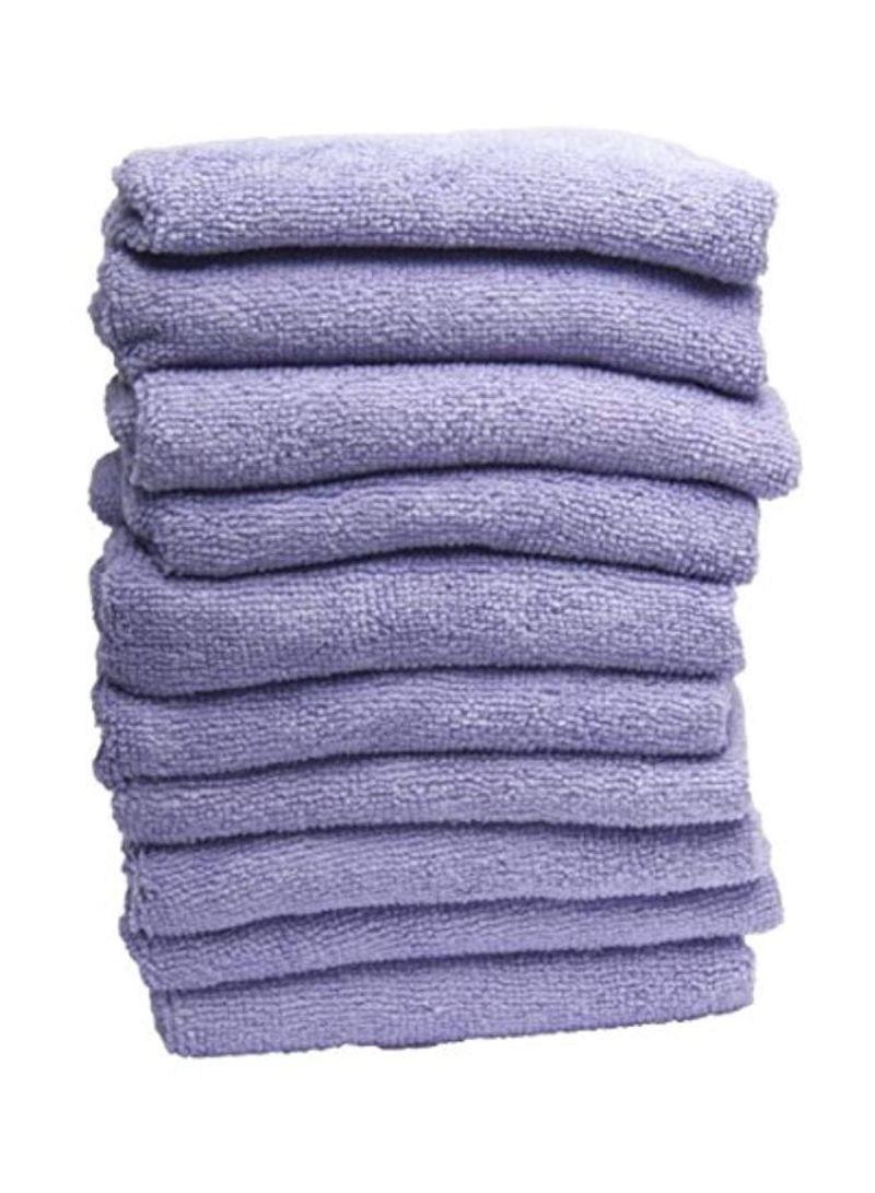 10-Piece Microfiber Towel Set Purple