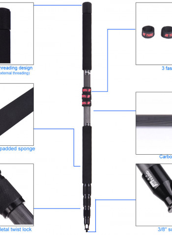Extendable Telescoping Microphone Boom Pole Black