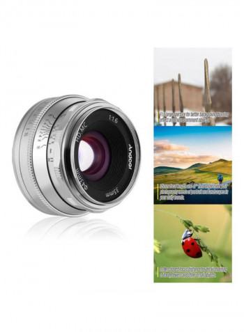 F1.6 Manual Focus Lens Large Aperture 5.5x3.8cm Silver/Black