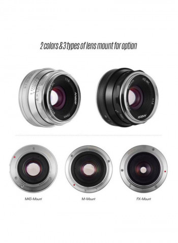 F1.6 Manual Focus Lens Large Aperture 5.5x3.8cm Silver/Black