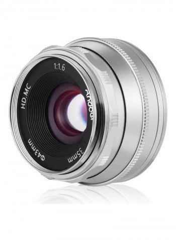 F1.6 Manual Focus Lens Large Aperture 5.5x3.8cm Silver/Black