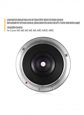 F1.6 Manual Focus Lens Large Aperture 5.5x3.8cm Silver/Black