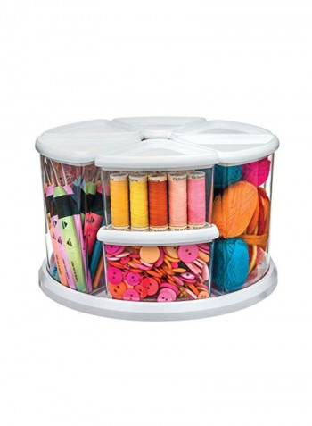 Rotating Carousel Craft Storage Organizer Clear/White