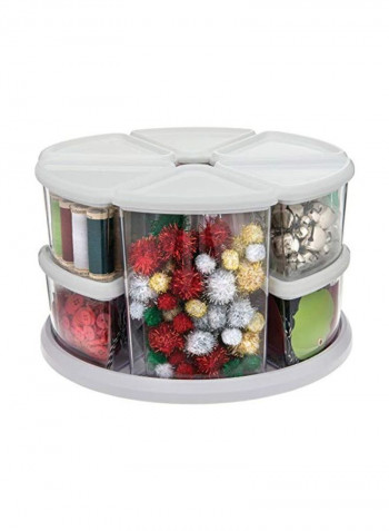 Rotating Carousel Craft Storage Organizer Clear/White