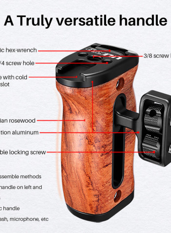 Wooden Threaded Handle for Camera Cage Brown
