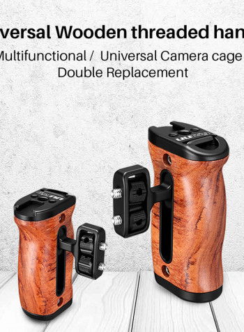 Wooden Threaded Handle for Camera Cage Brown