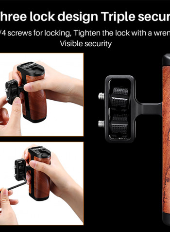 Wooden Threaded Handle for Camera Cage Brown