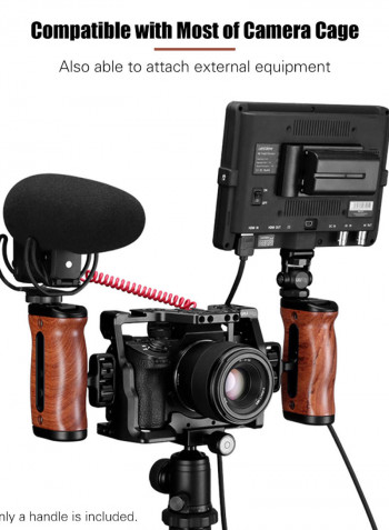 Wooden Threaded Handle for Camera Cage Brown