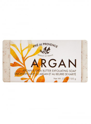 Argan Oil And Shea Butter Quad Milled Exfoliating Soap White 5.29ounce