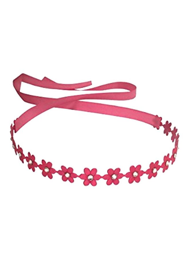 Crystal Studded Flower Wrap Headband Hot Pink