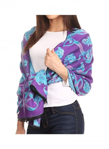 Floral Printed Shawl Purple/Turquoise