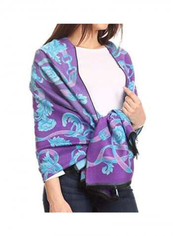 Floral Printed Shawl Purple/Turquoise