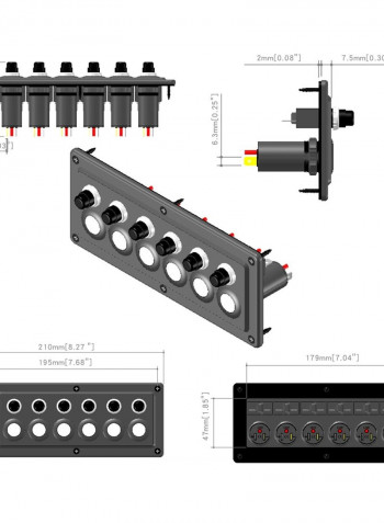 6 Way Switch Panel For RV Boat Yacht CS-976A2