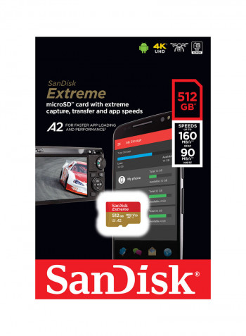 Extreme microSD UHS-I U3 V30 A2 512GB Gold/Red