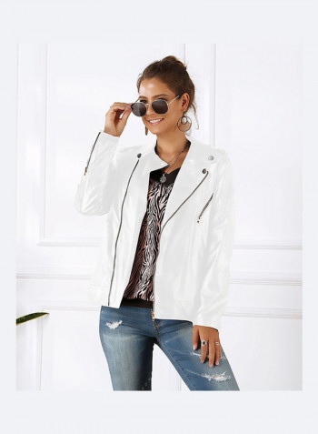 Leather Long Sleeves Jacket White