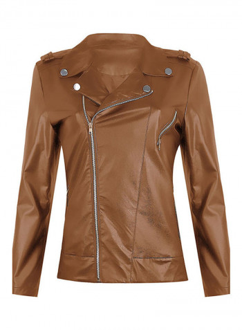 Leather Long Sleeves Jacket White