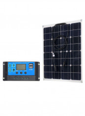 Mono Crystalline Solar Panel With Controller Black/Blue/Silver