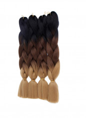 4-Piece Wavy Hair Extension Black/Dark Brown/Light Brown