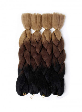 4-Piece Wavy Hair Extension Black/Dark Brown/Light Brown