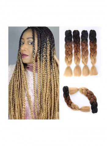 4-Piece Wavy Hair Extension Black/Dark Brown/Light Brown